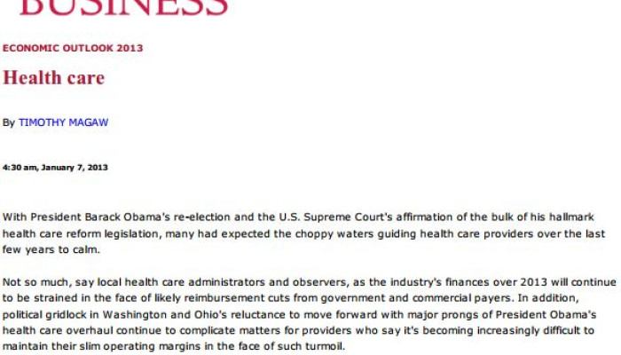 Bill Ryan Quoted in Crain's Healthcare Section